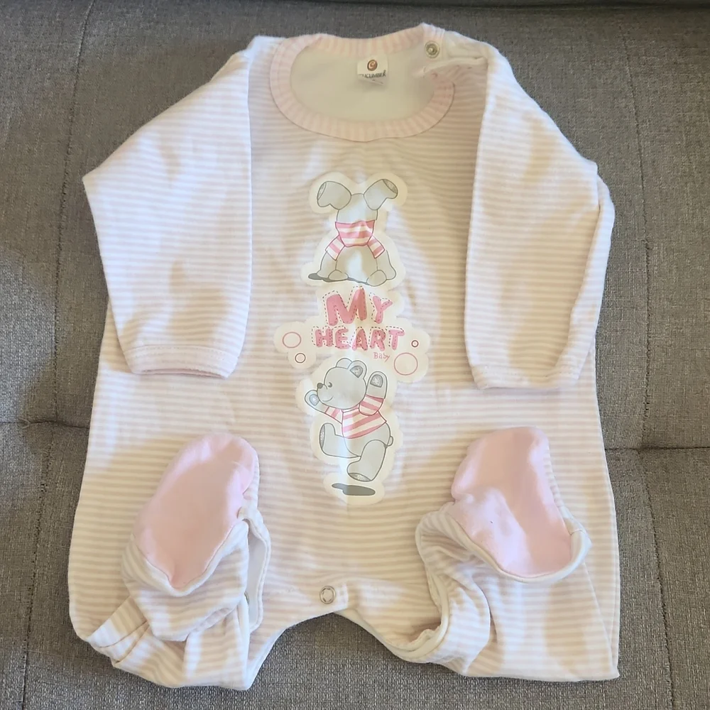 One Piece footed soft pink bodysuit